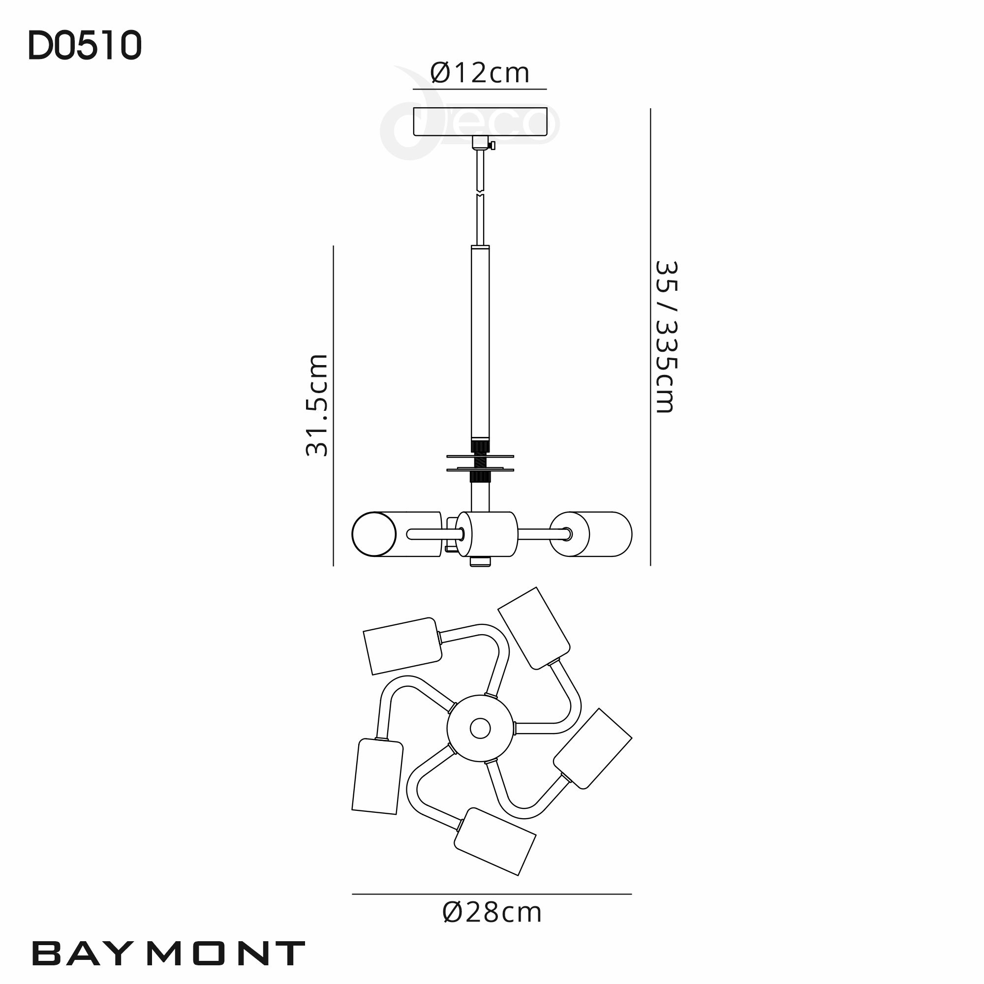 Baymont 60cm 5 Light Pendant Antique Brass; Grey/White; Frosted Diffuser DK0524  Deco Baymont AB GR